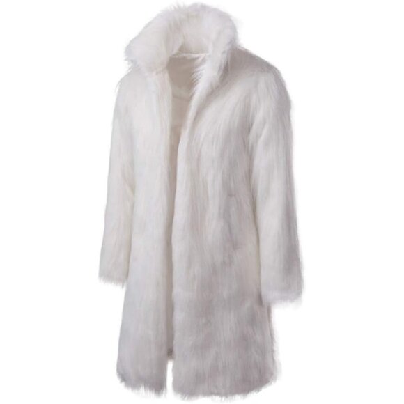 ✨Men Faux Fur Coat Winter Fluffy Outwear Soft Long Parka Overcoat Jacket - Picture 1 of 5